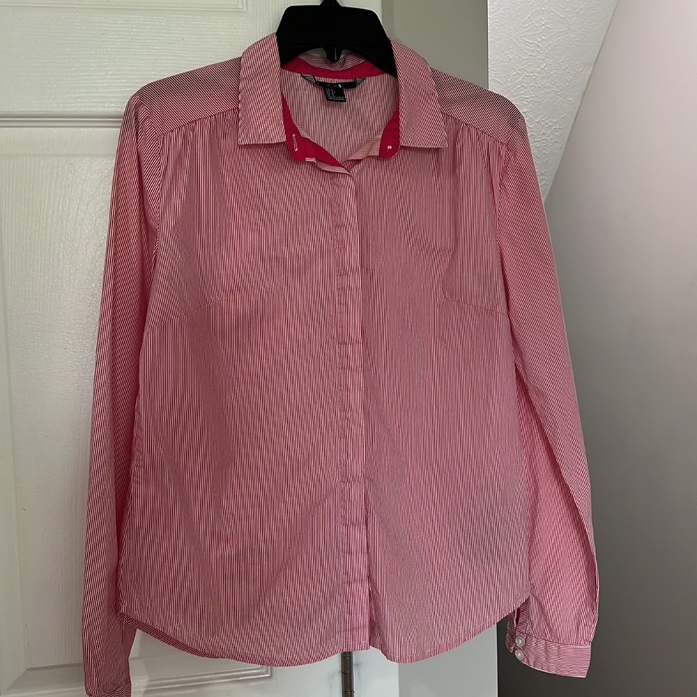 Forever 21 Women’s Pink/White Stripe Casual Shirt